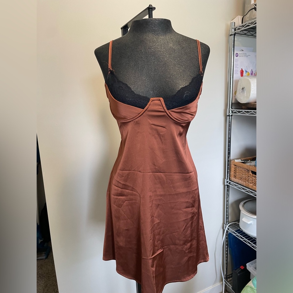 Brown silk/lace dress